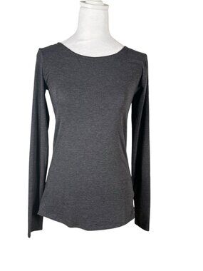 Athleta XXS Soft Pose Layered Back Top Open Back Heather Gray Black Racerback